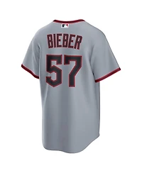 Nike Men's Shane Bieber Gray Cleveland Guardians Road Replica Jersey