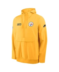 Nike Men's Gold Pittsburgh Steelers 1933 Sideline Alt Pack Anorak Half-Zip Hoodie Jacket