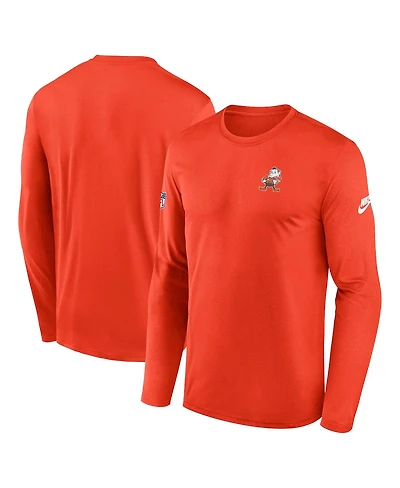 Nike Men's Orange Cleveland Browns Legend Small Logo Performance Long Sleeve T-Shirt