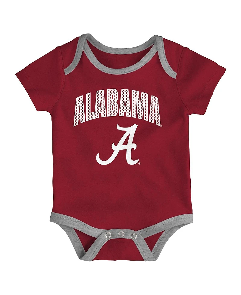 Outerstuff Baby Boys and Girls 3-Pack Alabama Crimson Tide All Day Play Bodysuit Set