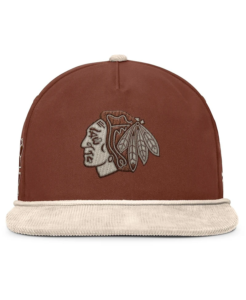 Fanatics Men's Brown/Cream Chicago Blackhawks Reminisce Vintage Adjustable Hat