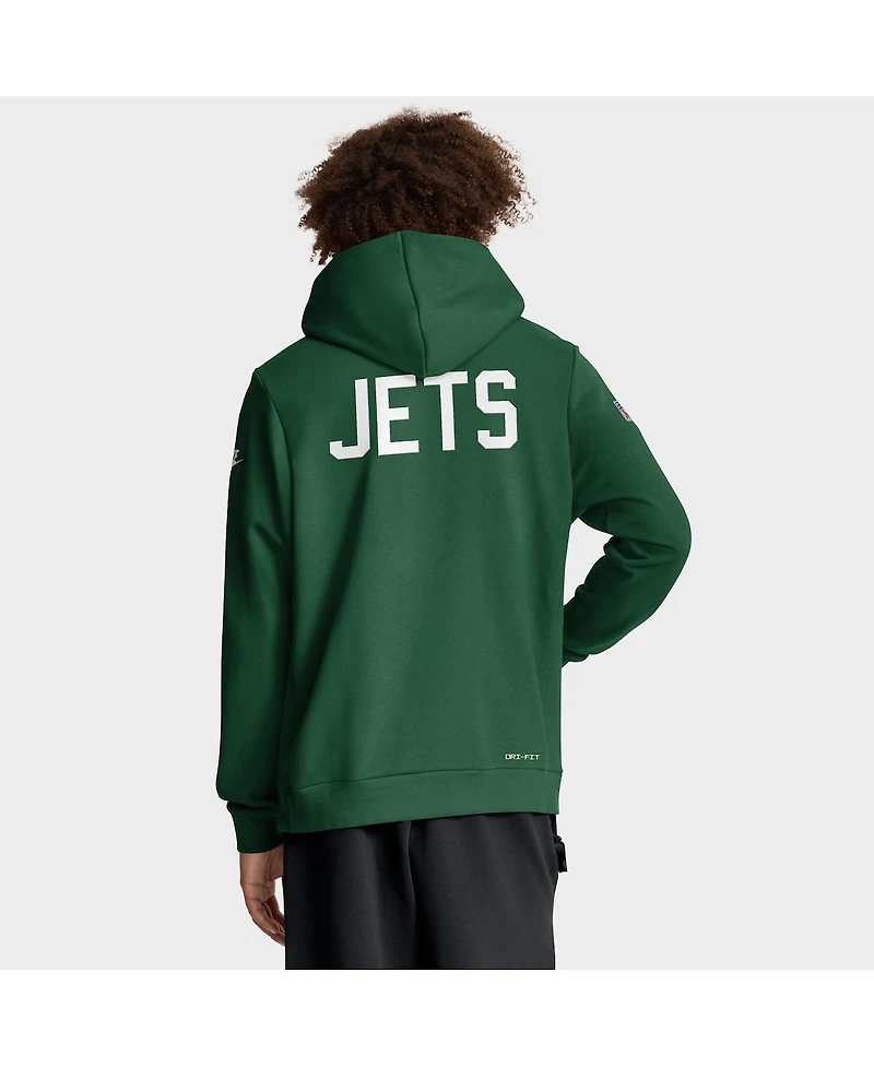 Nike Men's Green New York Jets Sideline Standard Issue Alt 2 Dri-fit Hoodie
