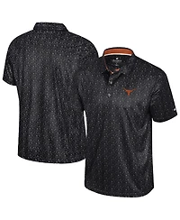 Colosseum Men's Black Texas Longhorns Football Print Polo Shirt