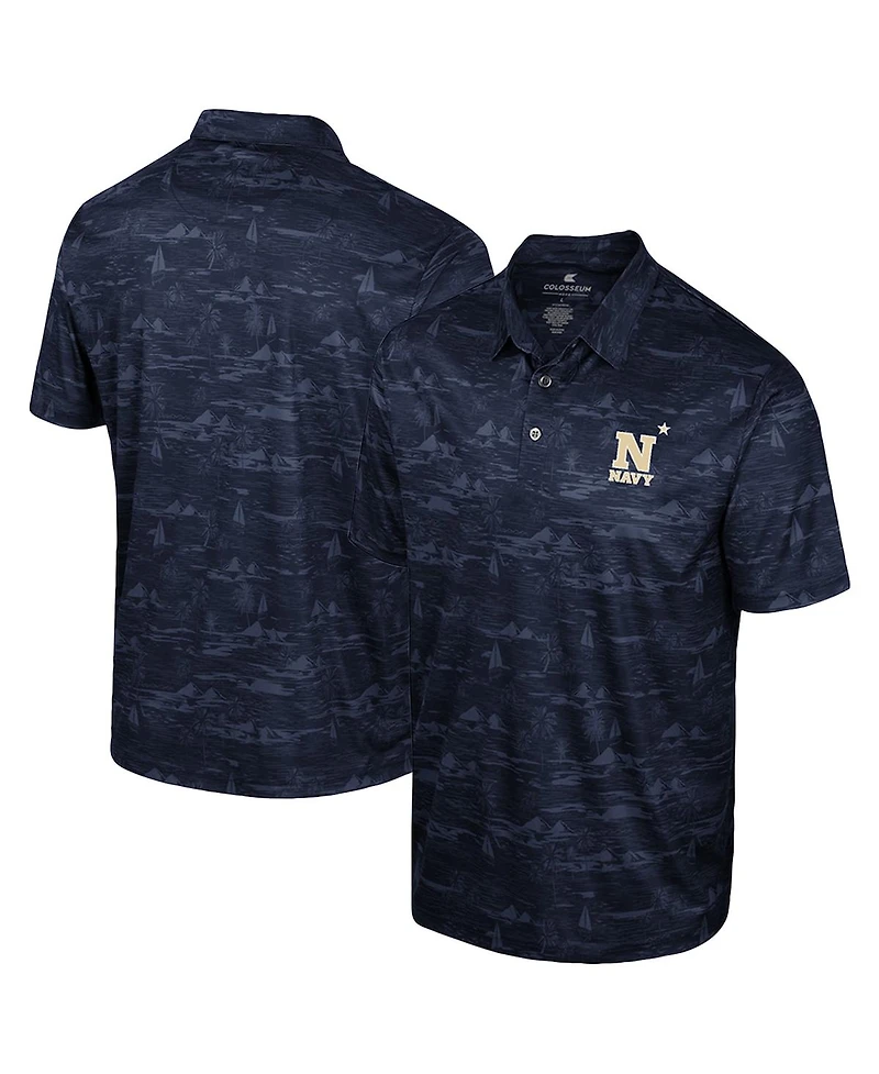 Colosseum Men's Navy Midshipmen Daly Print Polo Shirt