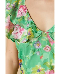 Oasis Women's Ruffle Sleeve Jacquard Midi Dress