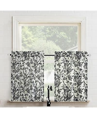 No. 918 Elodie Tonal Botanical Semi-Sheer Rod Pocket Kitchen Curtain Tier Pair