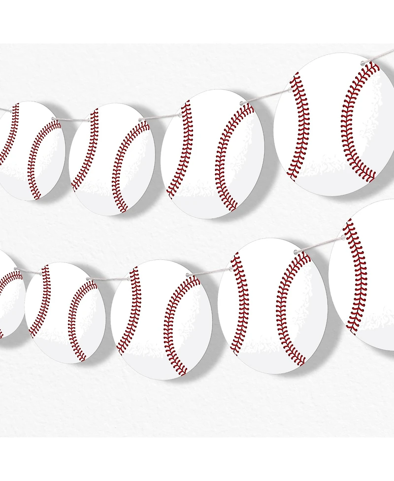 Big Dot of Happiness Baseball Garland Banner, 30 Feet of Cord, 15 Double-Sided Baseballs
