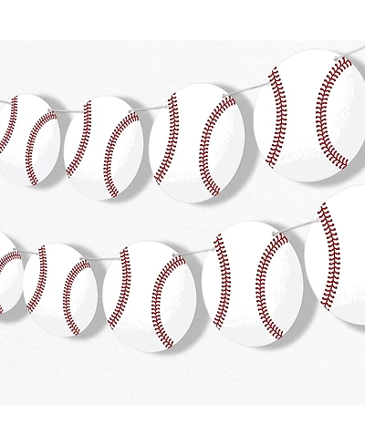 Big Dot of Happiness Baseball Garland Banner, 30 Feet of Cord, 15 Double-Sided Baseballs