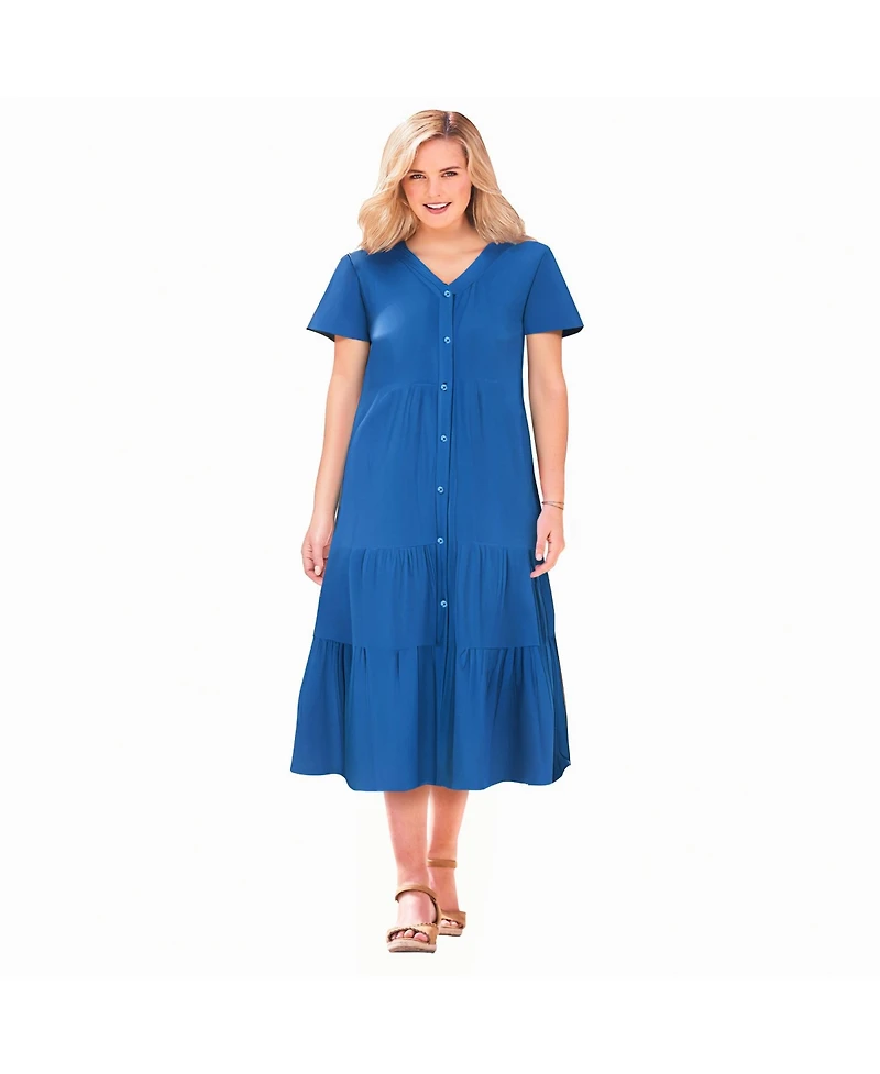 Woman Within Woman's Plus Gauze Tiered Dress