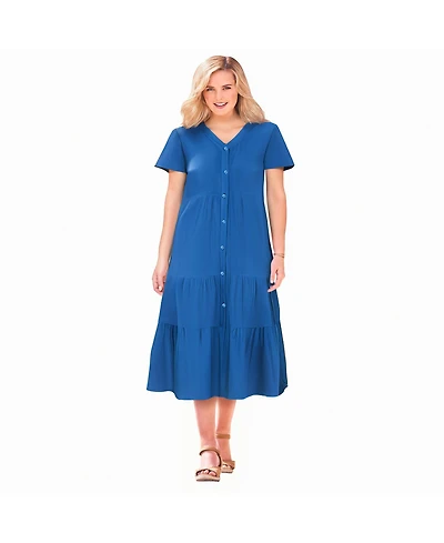 Woman Within Woman's Plus Gauze Tiered Dress