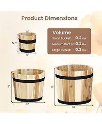 Gymax Outdoor Wooden Planter Box Set of 3 w/ Drainage Holes for Flower Herb Shrub