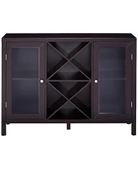 Kings Brand Furniture Wine Bar Cabinet for Liquor and Coffee Buffet, Sideboard with Storage Shelves for Dining Living Room Kitchen (Espresso)