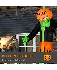 Homcom 9' Inflatable Halloween Pumpkin Outdoor Led Lighted Party Decorations