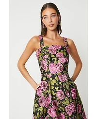 Coast Wide Strap Jacquard Midi Dress