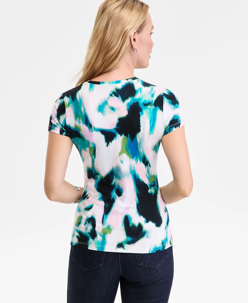 I.n.c. International Concepts Women's Printed Crewneck Short-Sleeve T-Shirt, Macy's Exclusive