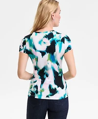 I.n.c. International Concepts Women's Printed Crewneck Short-Sleeve T-Shirt, Macy's Exclusive
