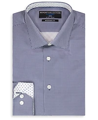 Report Collection Men's Long Sleeve 4-Way Bubble Print Dress Shirt