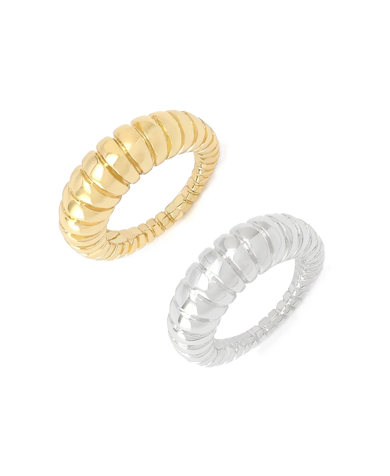 Robert Lee Morris Soho Two-Tone Rubbed Tube Band Ring Set