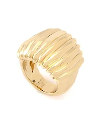 Robert Lee Morris Soho Gold Ribbed Tube Band Ring