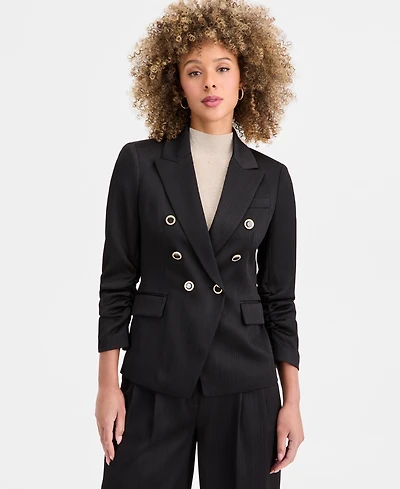 Tahari Asl Women's Crinkle-Satin Faux-Double-Breasted Blazer