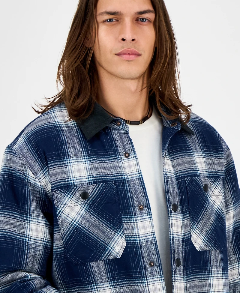 Sun + Stone Men's Rodgers Long-Sleeve Snap-Front Plaid Shirt Jacket, Macy's Exclusive