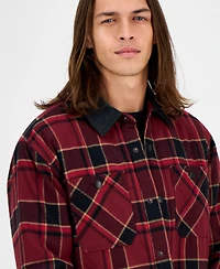 Sun + Stone Men's Gurley Long Sleeve Snap-Front Plaid Shirt Jacket, Macy's Exclusive