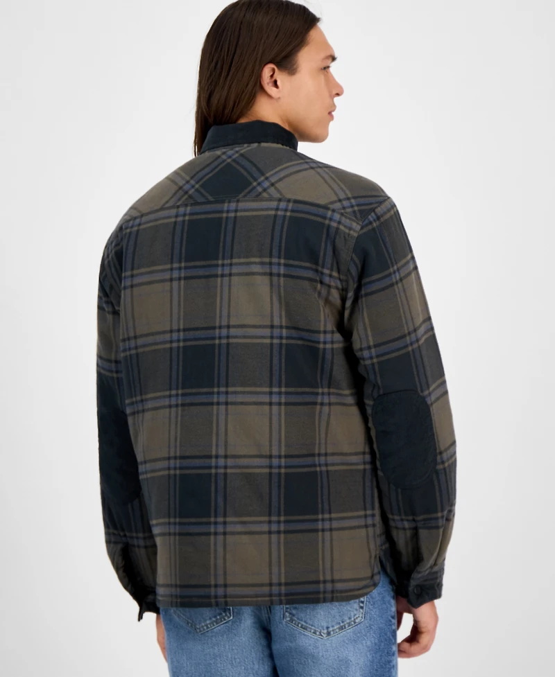 Sun + Stone Men's Mack Long Sleeve Snap-Front Plaid Shirt Jacket, Macy's Exclusive
