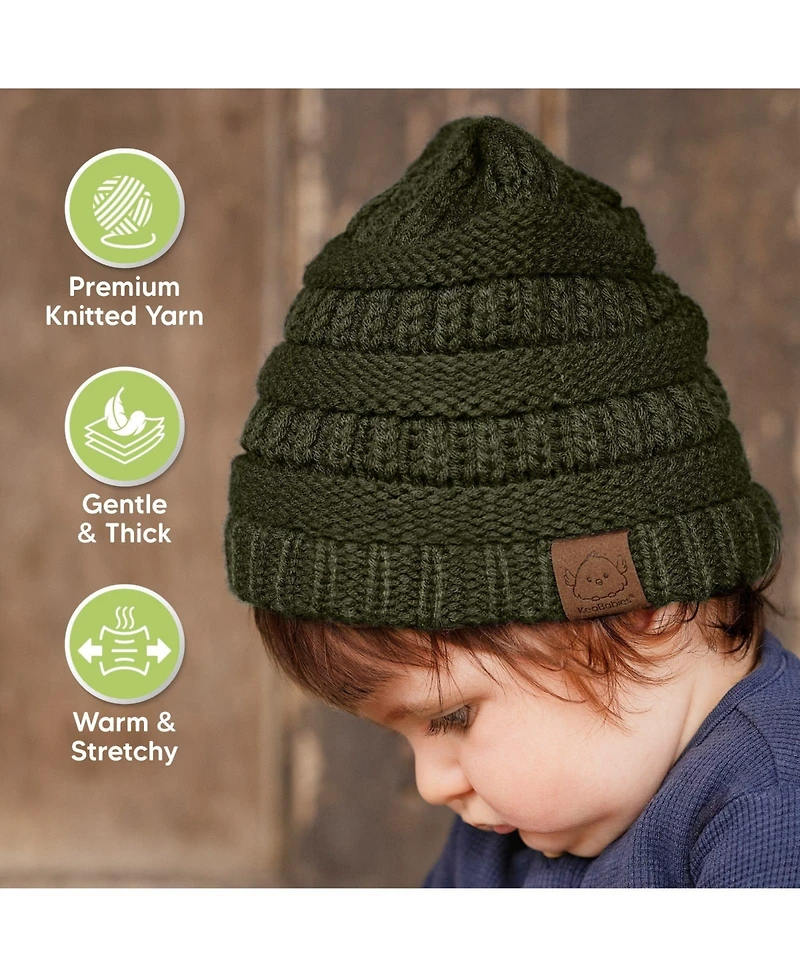 KeaBabies 3pk Warmzy Baby Beanies, 0-36 months Hats, Winter Hat for Newborn, Infant, Toddlers, Boys, Girls