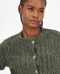 And Now This Women's Flecked Cable-Knit Cropped Cardigan, Macy's Exclusive