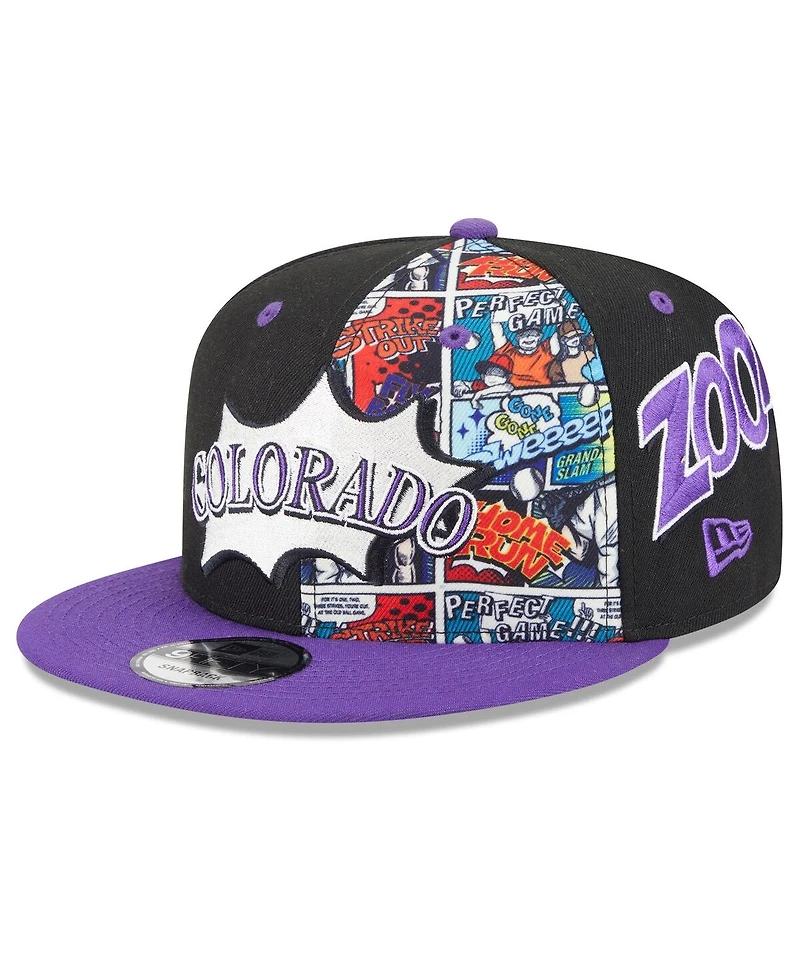 New Era Big Boys and Girls Black/Purple Colorado Rockies 2025 Mlb Diamond Hero Edition 9FIFTY Snapback Hat