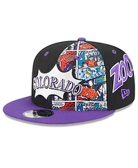 New Era Big Boys and Girls Black/Purple Colorado Rockies 2025 Mlb Diamond Hero Edition 9FIFTY Snapback Hat