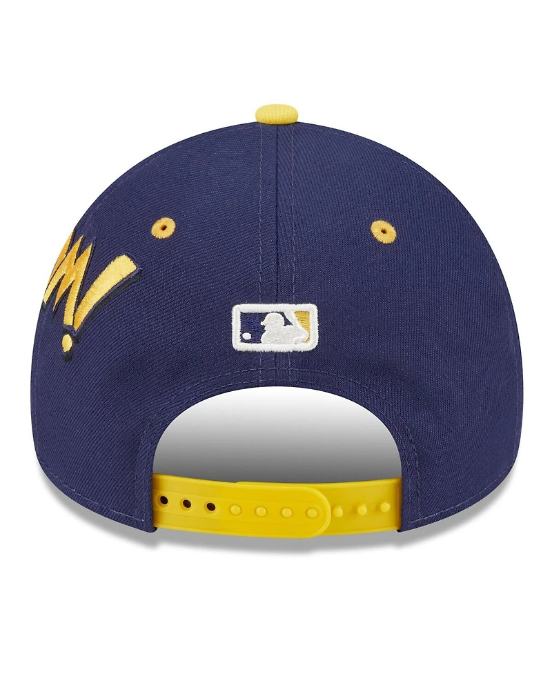 New Era Big Boys and Girls Navy/Gold Milwaukee Brewers 2025 Mlb Diamond Hero Edition A-Frame 9FORTY Adjustable Hat