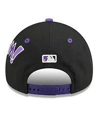 New Era Big Boys and Girls Black/Purple Colorado Rockies 2025 Mlb Diamond Hero Edition A-Frame 9FORTY Adjustable Hat