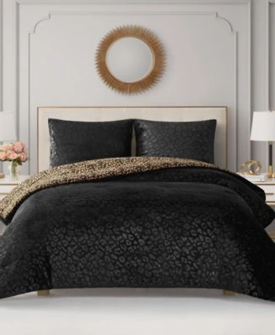 Juicy Couture Embossed Leopard Reverse To Royal Leopard Comforter Set