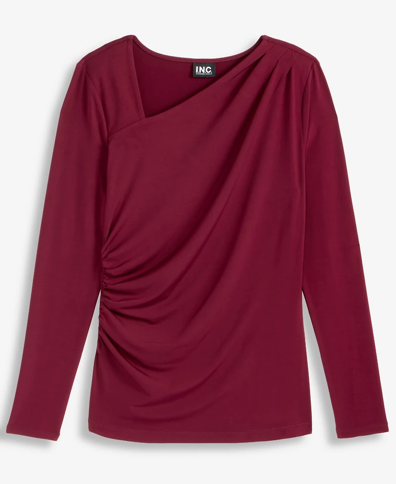 I.n.c. International Concepts Women's Asymmetrical-Neck Long-Sleeve Top, Macy's Exclusive
