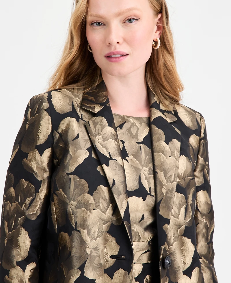 Kasper Women's Metallic Textured Coat,Regular and Petite Sizes
