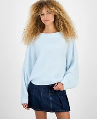 Hippie Rose Juniors' Slouchy Balloon-Sleeve Crewneck Sweater