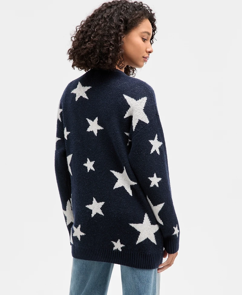Hippie Rose Juniors' V-Neck Button Front Teddy Long Cardigan