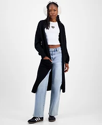 Madden Girl Juniors' Open-Front Patch-Pocket Duster Cardigan
