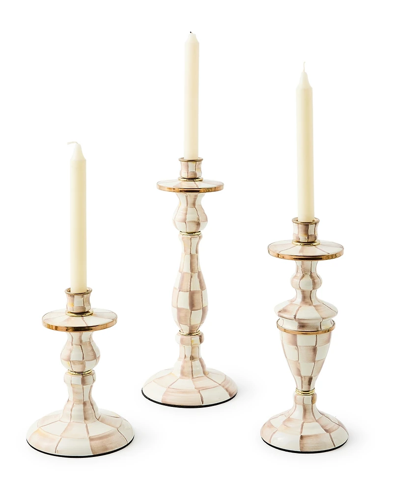 MacKenzie-Childs Mocha Check Small Candlestick
