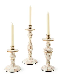 MacKenzie-Childs Mocha Check Small Candlestick
