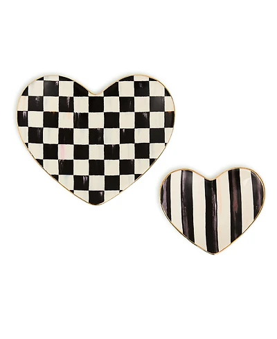 MacKenzie-Childs Courtly Heart Trinket Dishes, Set of 2