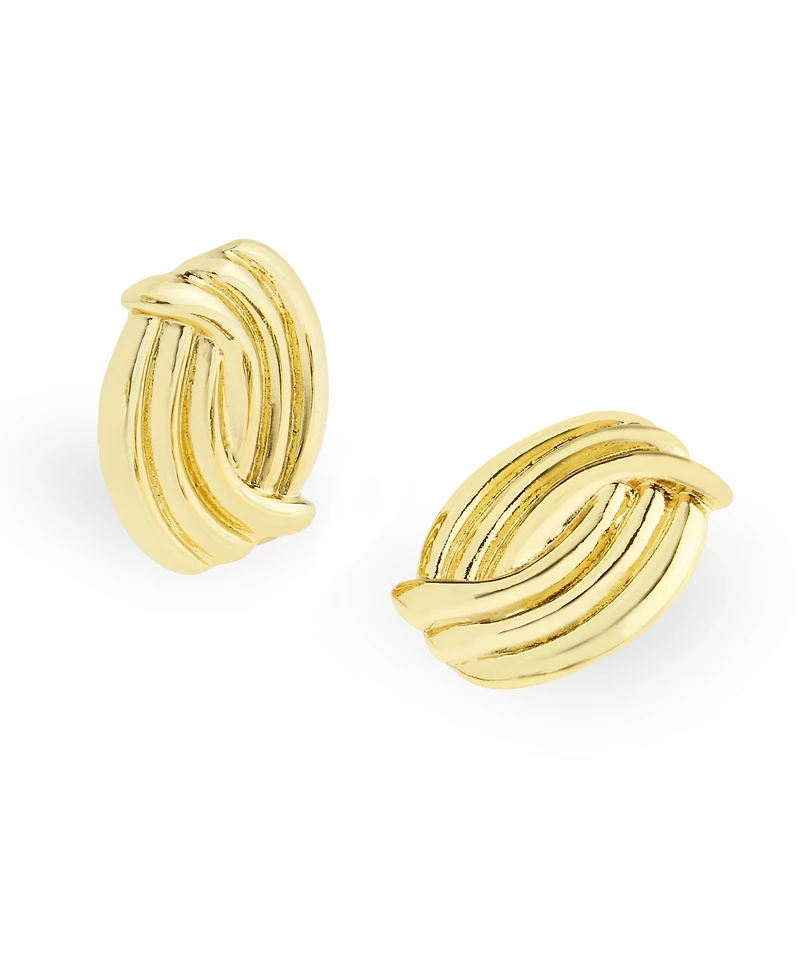 Steve Madden Gold Vintage Ribbed Button Earrings