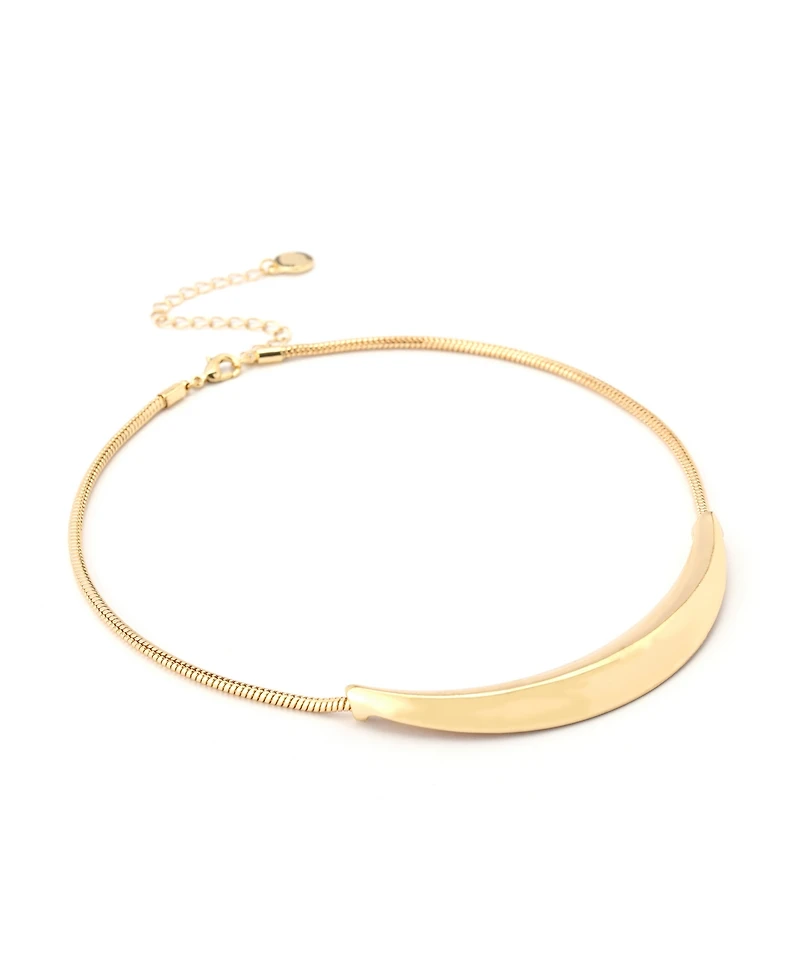 Steve Madden Rhodium Boho Sculpted Smile Necklace