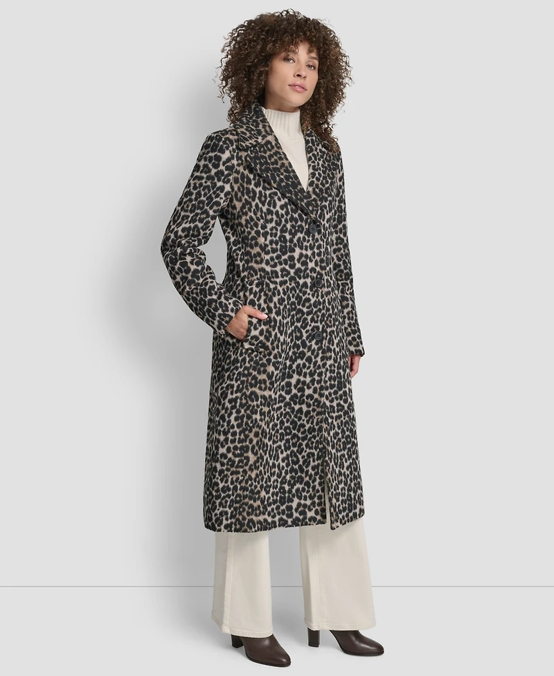 Dkny Women's Maxi Boucle Notch Collar Coat