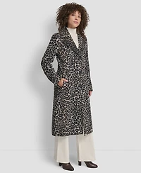 Dkny Women's Maxi Boucle Notch Collar Coat