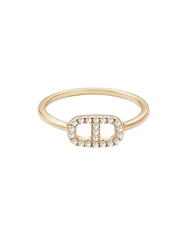 Adornia Fine 14k Gold Vermeil .925 Sterling Silver Cz Mariner Link Ring