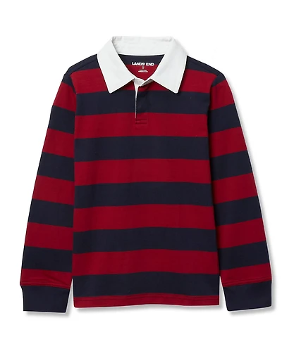 Lands' End Big Boys Husky Long Sleeve Collared Rugby Shirt