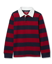 Lands' End Big Boys Husky Long Sleeve Collared Rugby Shirt