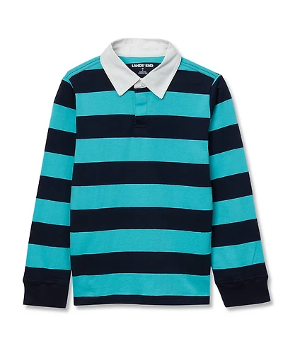 Lands' End Big Boys Husky Long Sleeve Collared Rugby Shirt